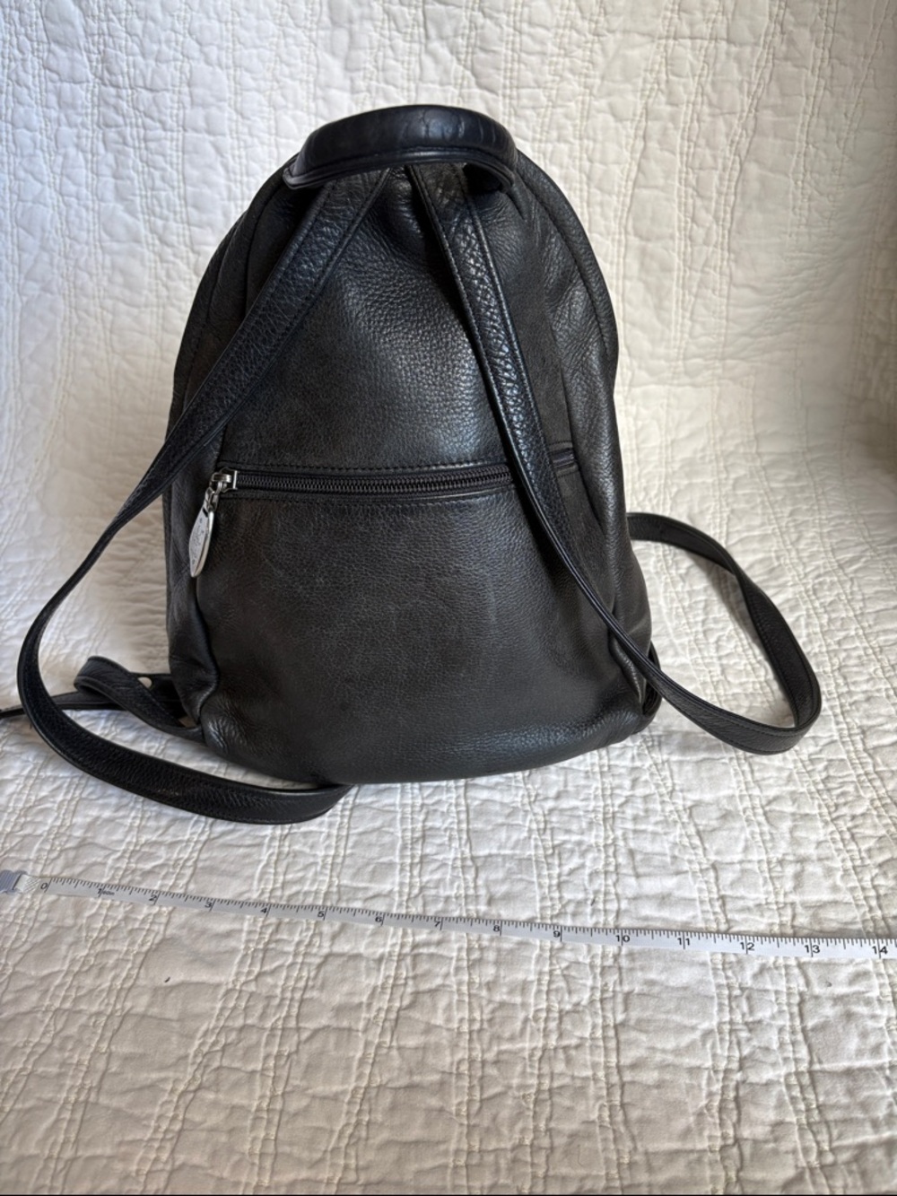 Everyday Black Leather Backpack - Sleek City Pack - Picture 4 of 15